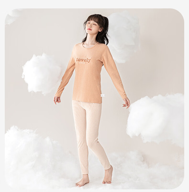 YING BO LUN Girls' Thermal Underwear Set for Autumn And Winter, Pure Cotton Undershirt And Sweater for Female Students, Pajamas And School Uniform Essential 23