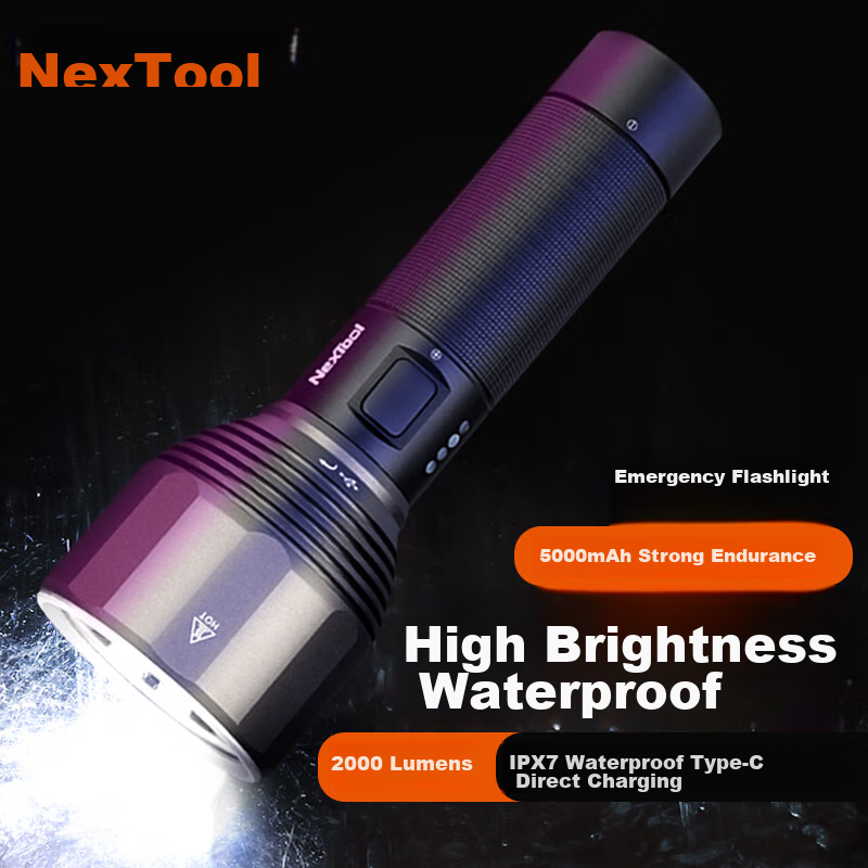 NexTool Outdoor And Home High-Intensity Flashlight, Ultra-Bright Long-Range Portable Waterproof Emergency Light for Home Use, High Brightness Type-C Rechargeable