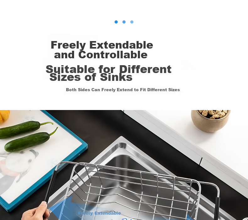 MAXCOOK Kitchen Sink Draining Rack Storage Shelf 304 Stainless Steel Expandable Draining Basket Dish Rack Organizer 5