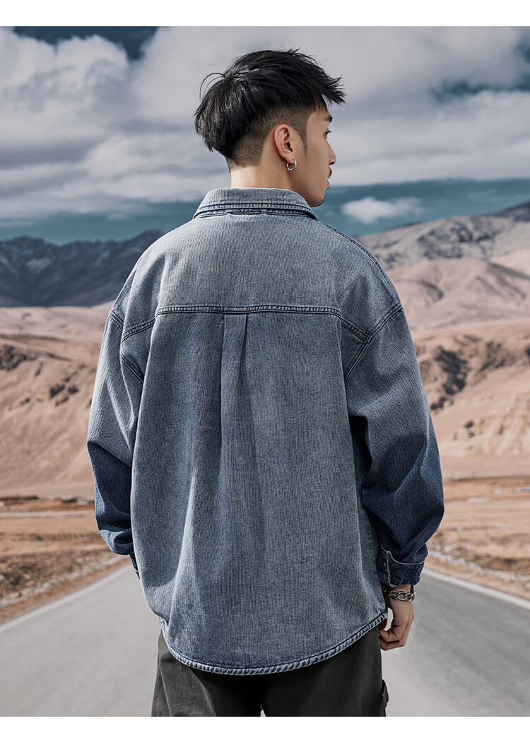 JEEP Classic Men's Denim Jacket, 2026 Autumn Fashion, Large Pockets, High-End Denim Coat, Casual Long-Sleeve for Me 8