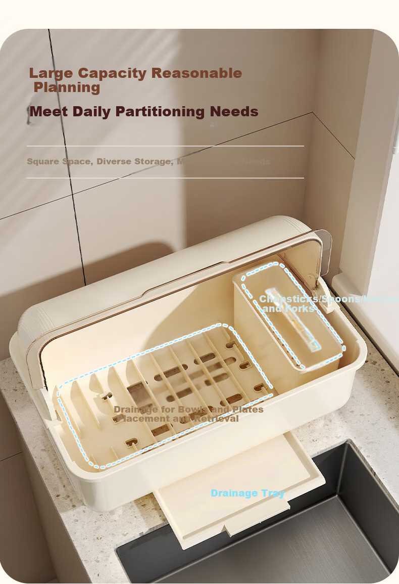 Jingmao Bowl And Chopstick Storage Box, Kitchen Cabinet with Lid, Utensil Organizer, Dish Rack, Storage Shelf 7
