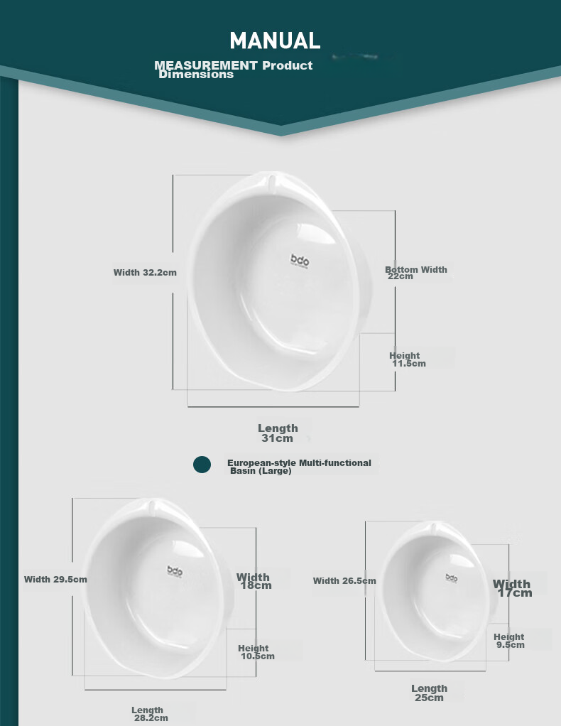 BDO Face Basin, Household Laundry And Vegetable Washing Basin, D-Shaped Wall-Mountable Plastic Basin, Thickened Foot Bath Basin, Dormitory Medium Size 13