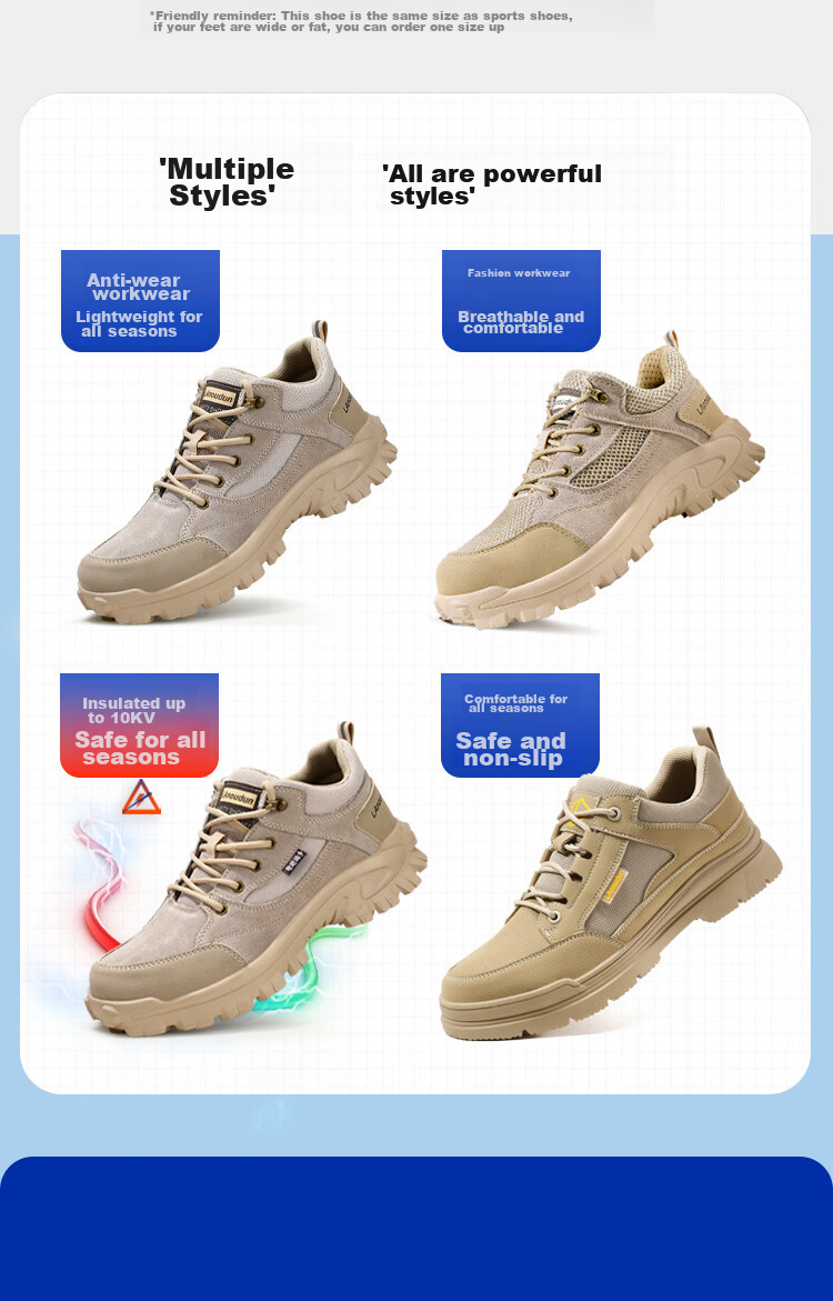 Lanoudun Men's Safety Shoes, Non-Slip Breathable Steel Toe Anti-Puncture Ultra-Light Work Chef Shoes D226 Size 45 12