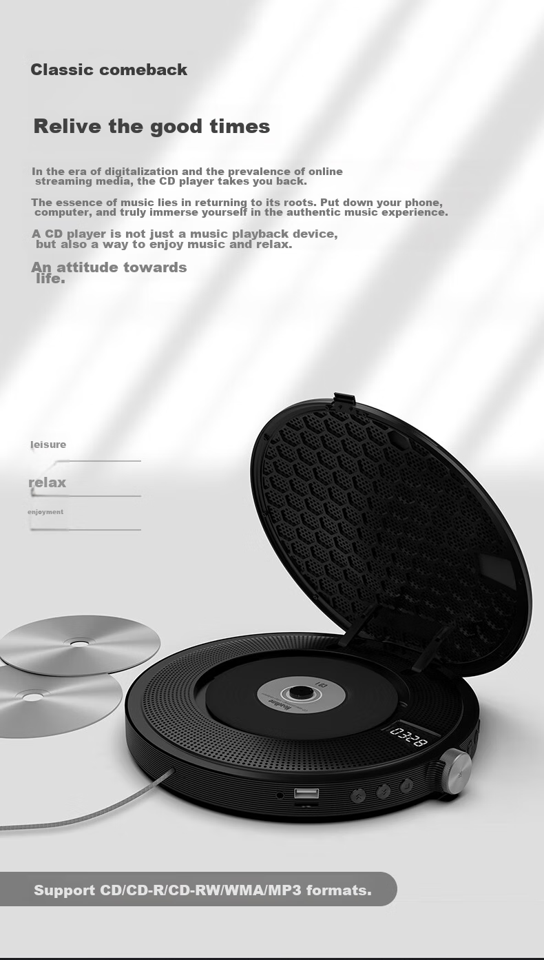 PANDA CD-63 CD Player, Bluetooth Speaker All-In Album Player, High-Quality Audiophile-Grade Disc Player, Wall-Mounted Dual-Use Speaker 3