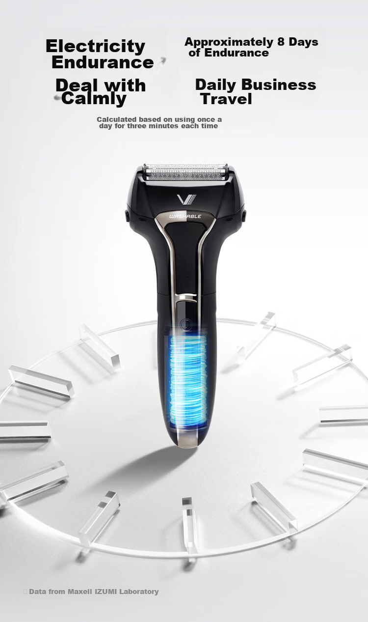 IZUMI Electric Shaver V743R Waterproof Durable 4-Blade Imported Razor with Sideburn Trimmer for Outdoor Use Gift for Boyfriend Husband Father 12