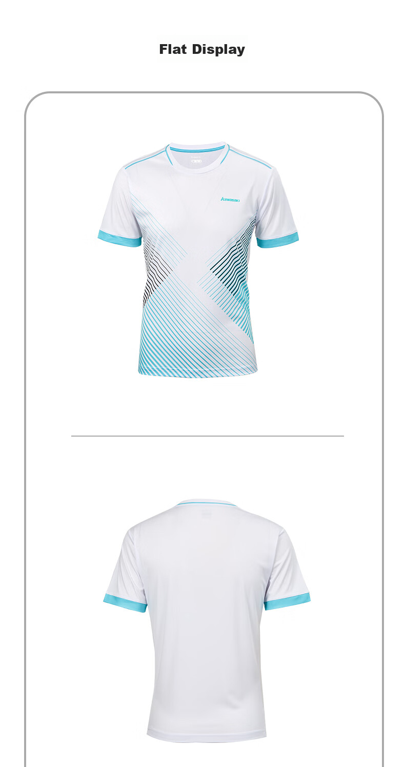 KAWASAKI Badminton Outfit Set for Children And Teenagers, Sports Quick-Dry Short-Sleeve T-Shirt Training Wear A4806 White And Black 160 17