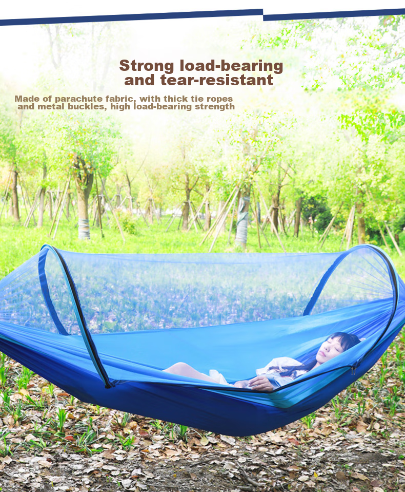 Yonglebao New Single Mosquito Net Hammock, Outdoor Anti-Mosquito And Anti-Rollover Sunshade Sleeping Bag Hammock, Dream Blue/fruit Gree 6