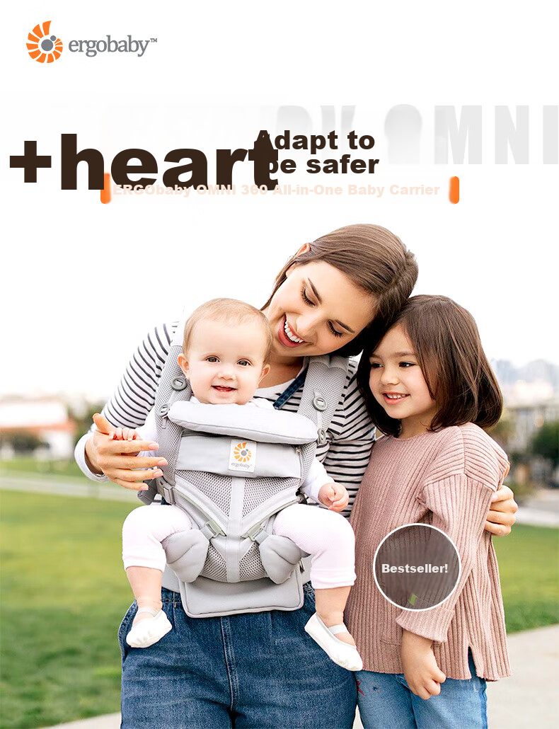 ERGObaby American Ergobaby Waist Stool, Baby Carrier, Omni Classic All-Stage, Soft And Breathable, Portable Baby Carrier, Gray 5
