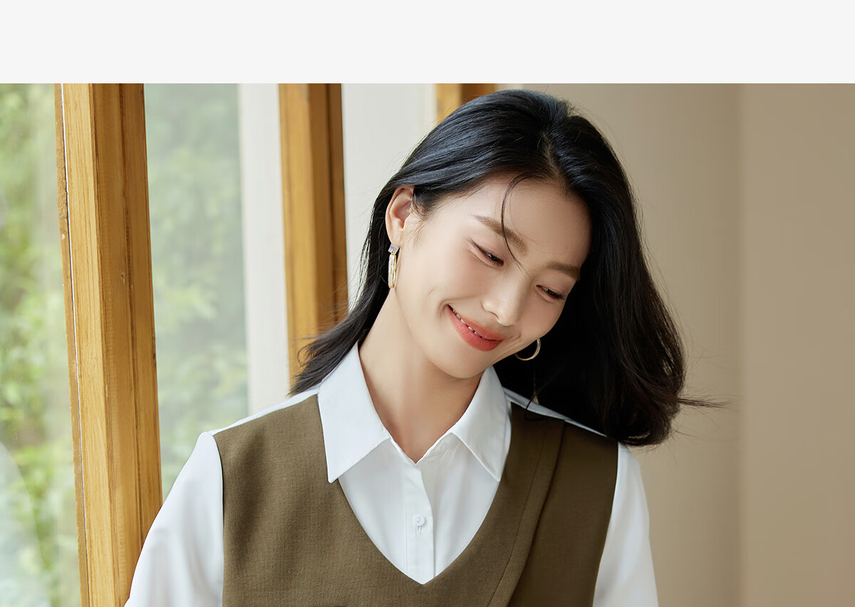 Chushen Women's Long-Sleeve Shirt with Contrasting Color Splicing Design, Fashionable Two-Piece Look for Work Commute S143C2026 2