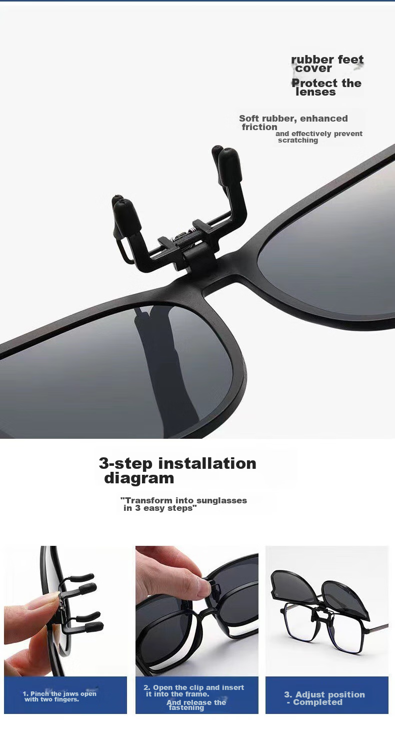 Baixiaoshe Myopia-Resistant GM Sunglasses Clip-Ons, 1 Pair [Sunglasses], Day And Night Use, Unisex for Driving 18
