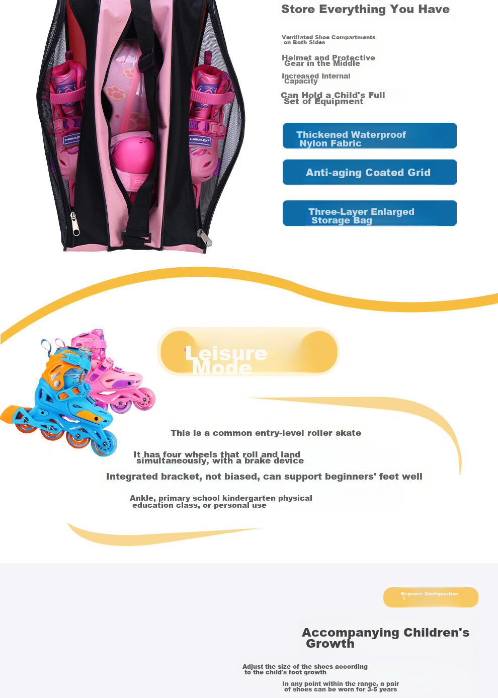 HEAD Professional Roller Skates for Children, Boys And Girls Beginners, Inline Skates, Flat Flower Casual Ice Skates, S5 Pink, Size L 5