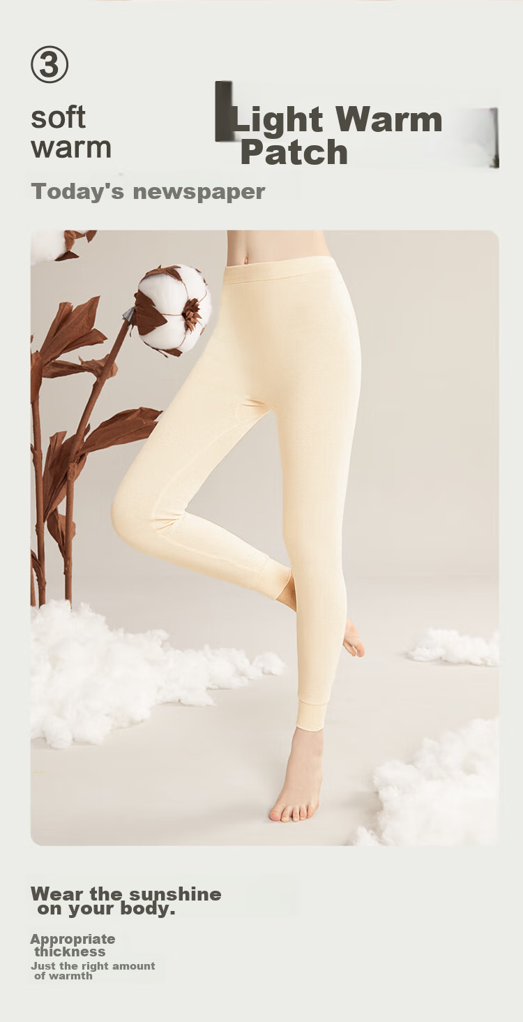 Hodo Pure Cotton Autumn Long Johns for Women, Lightweight Thermal Underwear, Ladies' Warm Pants, 2-Piece Set, Combination One, 165/90 7
