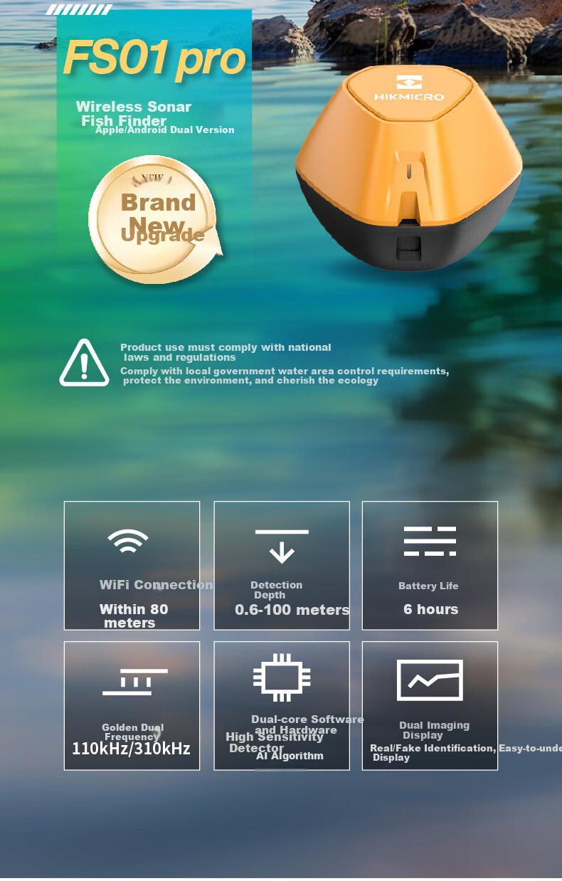 HIKMICRO Wireless Sonar Fish Finder, Ultrasonic Fishing Locator Detector, Camera, Underwater Smartphone, High-Definition Visual Gadget 2