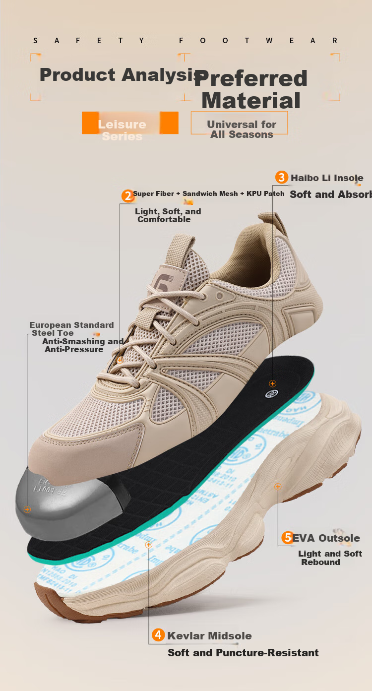 JUNBU Safety Shoes for Men with Steel Toe Cap, Anti-Smashing, Puncture-Resistant, Breathable, Soft Sole, Comfortable Construction Site Work Boots 5008BK Size 41 3