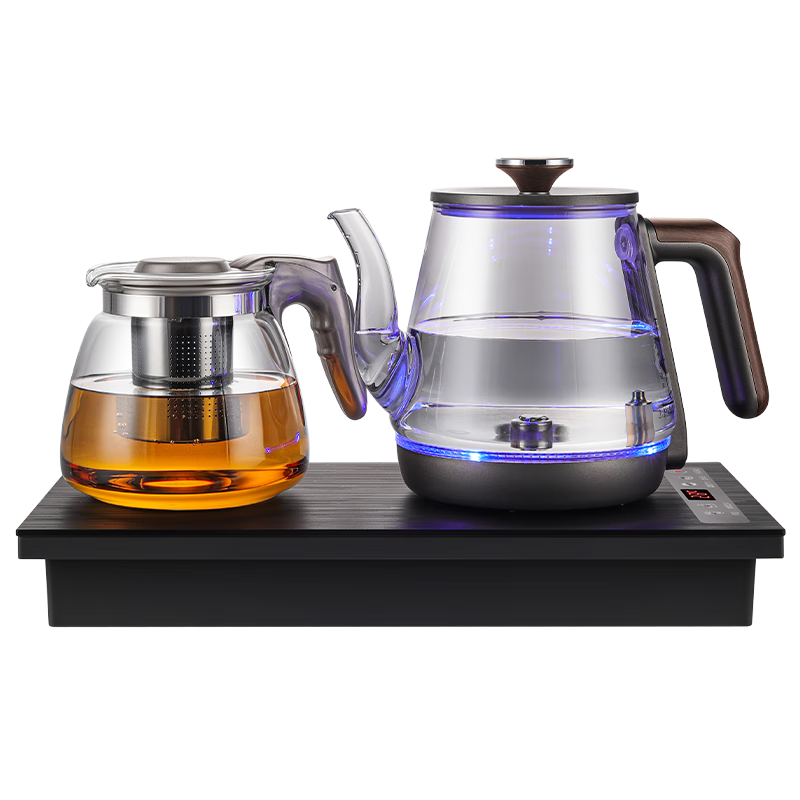 FUNORK Fully Automatic Electric Kettle with Water Inlet, Tea Table Kettle for Home And Office Use, Integrated Tea Table, Built-In Tea Set, Electric Tea Stove Set, RY-10 Titanium Gray with Heat Preservation, 1L Capacity