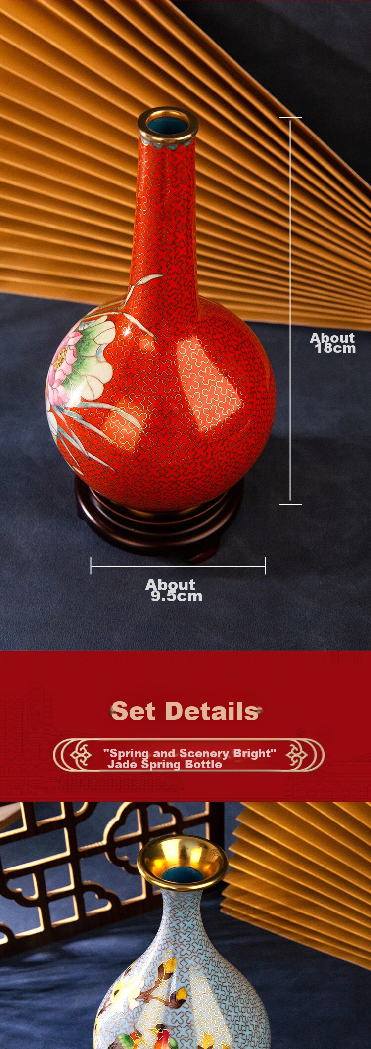 SINO-FOREIGN ENAMEL GALLERY Four Seasons Vase, Straight Neck Bottle, Enamel Flower Pot, Birthday Gift, Living Room Study Office Decoration, New Year Present 4