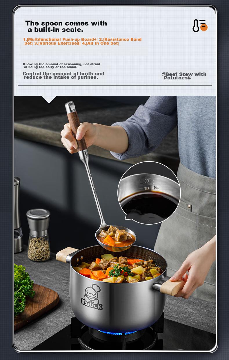 COOKER KING 316L Stainless Steel Kitchen Utensil Set: Spatula, Soup Ladle, And Strainer (Set of Three) with Rosewood Handles 11