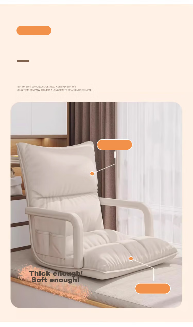 Huakaizhixing Lazy Sofa Bed Backrest Chair, Internet-Famous Bay Window Chair, Sofa Chair, Tatami LZ077, Off-White Tech Fabric 8