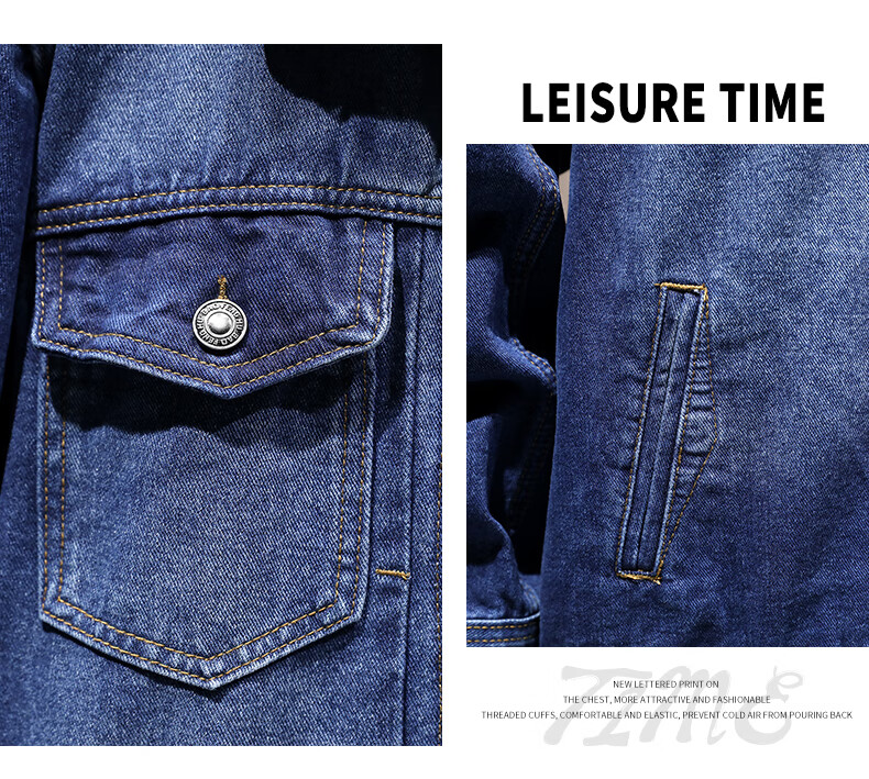 Jeanswest Men's Jacket 2026 Spring Summer New Loose Fashion Simple Denim Jacket Deep Khaki 3XL 5