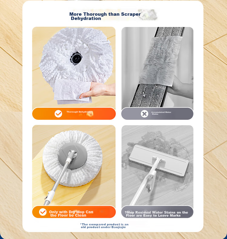 BAOJIAJIE [Yang Mi's Choice] Rotating Mop, 2 Cloths Included, Single Bucket with Dual Drives, No-Hand Wet And Dry Use 7