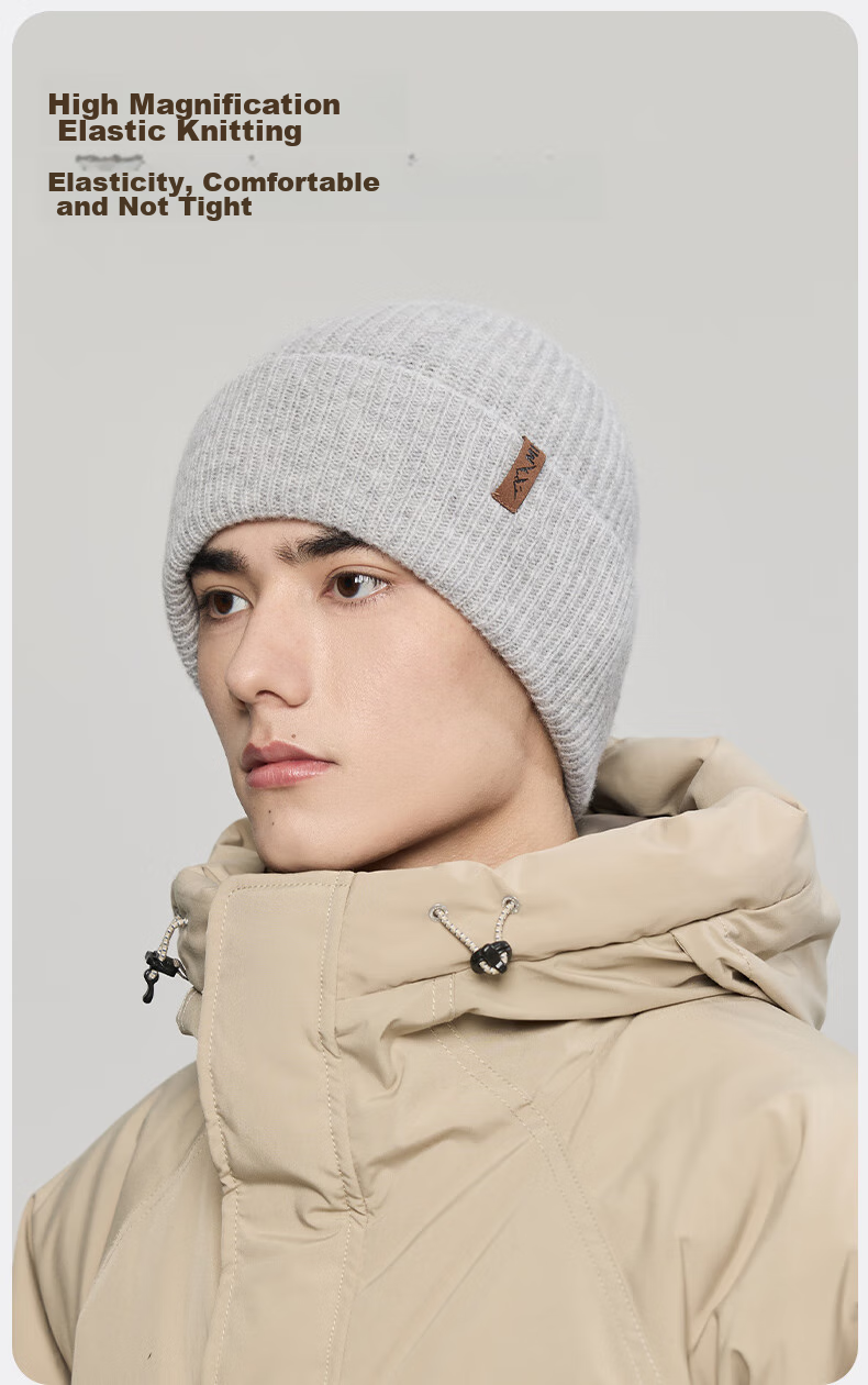 MISSION UV Pure Wool Warm Knit Hat, Autumn And Winter Thickened Knitted Cap, Cold Hat, Winter Hat, Outdoor Ear Protection Cold Cap, Men's Winter Hat 5
