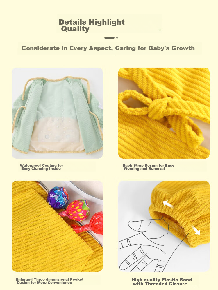 9I9 Baby Eating Smock, Outdoor Wear, Waterproof Long-Sleeve, Children's Kindergarten Painting Clothes, Rabbit A128 12