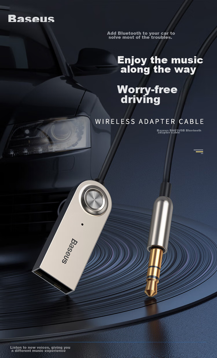 Baseus Car Bluetooth Receiver, Car MP3 Player, Bluetooth 5.0 Lossless Audio And Video Cigarette Lighter, Aux Converter 1
