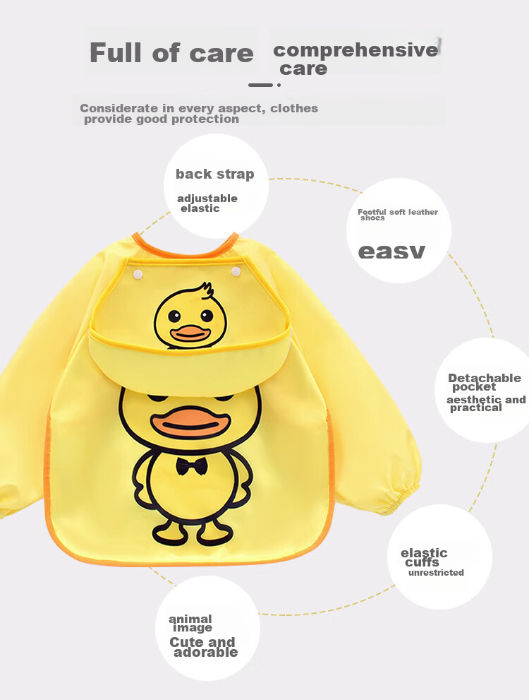 9I9 Baby Eating Apron, Long-Sleeve Waterproof Children's Reversible Bib, Kindergarten Drawing Apron, Reverse-Wear Clothing A463 4