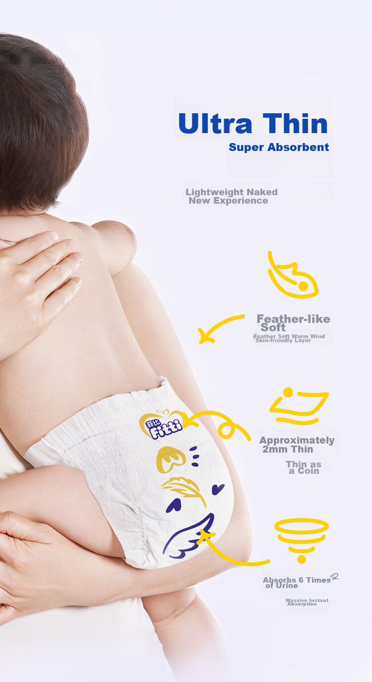 Fitti Soft And Thin Feather-Like Play Pants XXL60 (For 15kg And Above), Baby Diapers, Ultra-Thin And Dry, Suitable for Both Boys And Girls 3