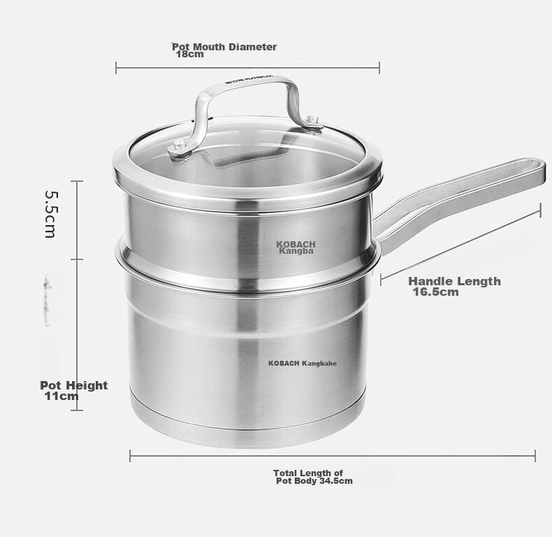 KBH Stainless Steel Milk Pot, 16cm Noodle Cooking Pot, Compatible with Induction Cooker And Open Flame, NQG18A304 12