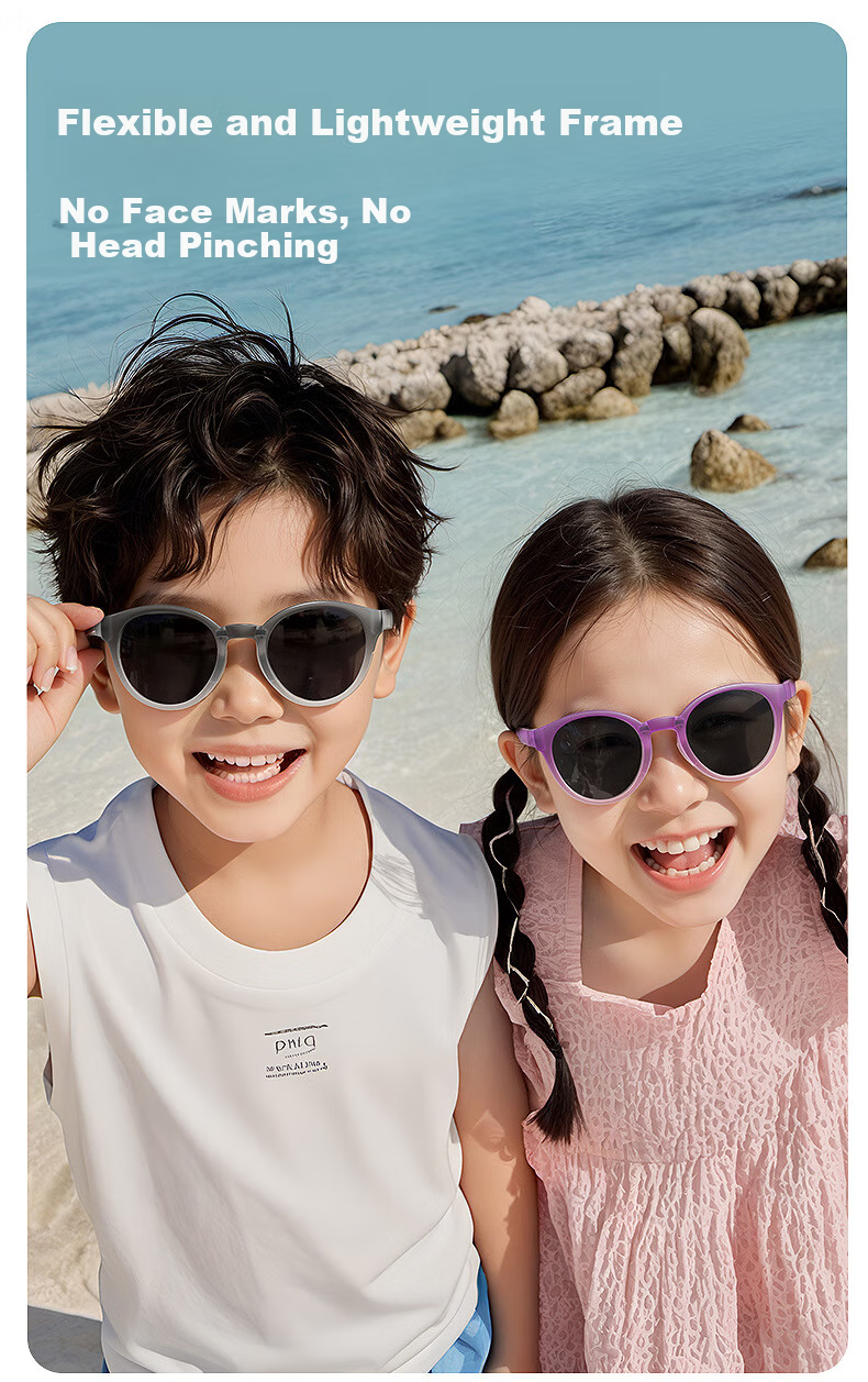 Mushe TR Children's Foldable Polarized Sunglasses, Outdoor UV Protection, Windproof Eyewear for Kids, Pink 3