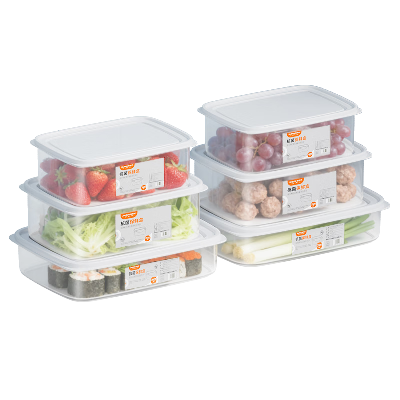 Jiabangshou Refrigerator Storage Containers, Food-Grade Antibacterial Storage Boxes, Sealed Fruit And Vegetable Freezer Containers, Value Six-Piece Set