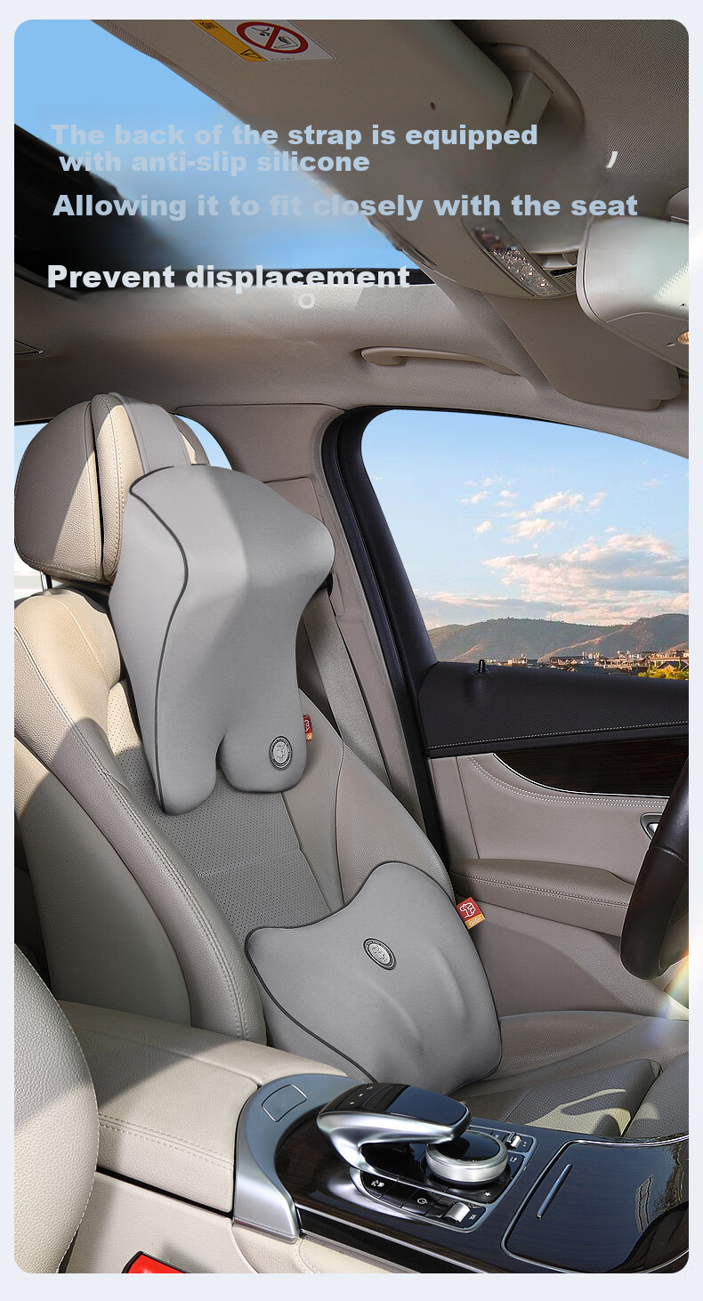 GiGi Car Headrest Memory Foam Neck Pillow, Adjustable Height, Coffee Color 5