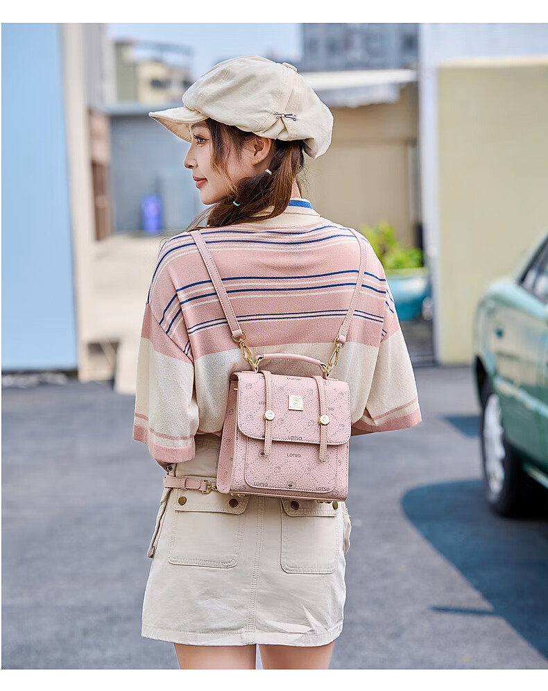 Disney & ORVE Joint Logo Single and Double Shoulder Convertible Crossbody Handheld Cambridge Bag Large Capacity Student Daily Commuting Pink 9