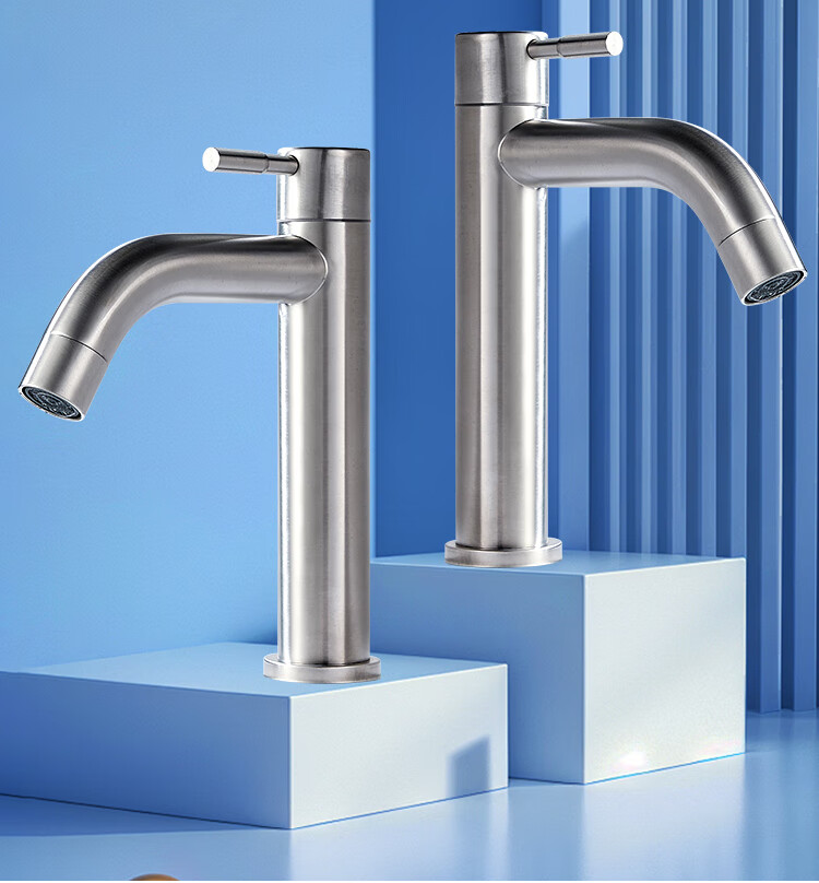 MEJUE Basin Faucet, Bathroom Sink Washbasin Vanity Heightened Faucet, Stainless Steel Single Cold Water Tap Z-016481 2