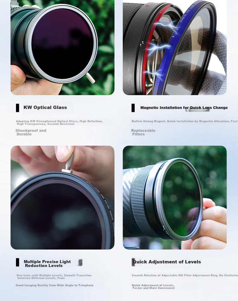 Kase Magnetically Adjustable ND Filter, 77mm ND3-1000, Adjustable from 1.5 to 10 Stops, for Landscape And Portrait Photography, Time-Lapse And Long Exposure Shooting Filter 3