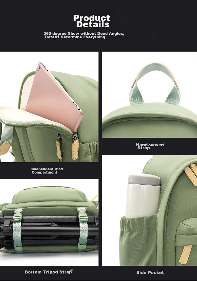 CWATCUN Kaideng Backpack Camera Bag, Casual Retro Commuter Photography Bag for Women, One Camera And Lens Compartment, Detachable Photography Bag 10