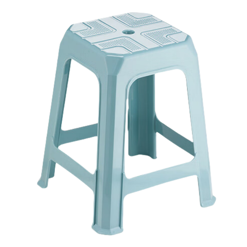 CHAHUA Plastic Stools, Household Thickened Non-Slip Wear-Resistant Dining Chairs, Leisure Benches, Square Stools, Large Size Shoe Changing Stools, 4 Pieces, Blue
