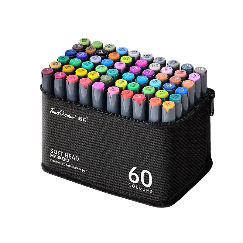Touchcolor 4th Generation Dual-Tip Markers, Soft And Hard Tips, Oil-Based Watercolor Pens for Students And Art Majors, Anime Drawing Pens, Quick-Drying Highlighters, 60 Colors, Children's Colored Pens, Holiday Gift