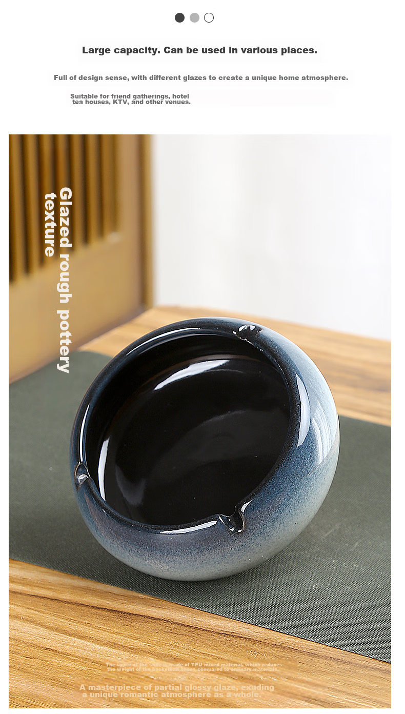 Bangushan Ashtray for Living Room And Office, Anti-Flying Ash, Father's Ashtray, Light Luxury Nordic Gradient Blue And White Ashtray 6