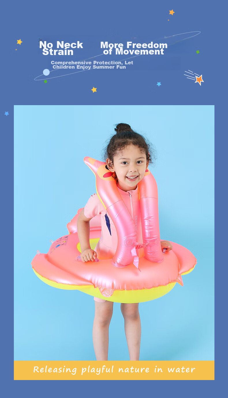 Yonglebao Children's Safety Seat Belt, Anti-Rollover And Anti-Fall Multi-Airbag Swim Ring for Babies, Size S, Blue/pink Randomly Sent 9