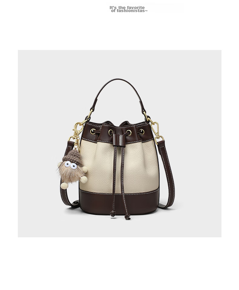 Viney Leather Handbag, Women's Crossbody Bucket Bag, Luxury Shoulder Tote Bag, Practical Birthday Mother's Day Gift for Mom 2