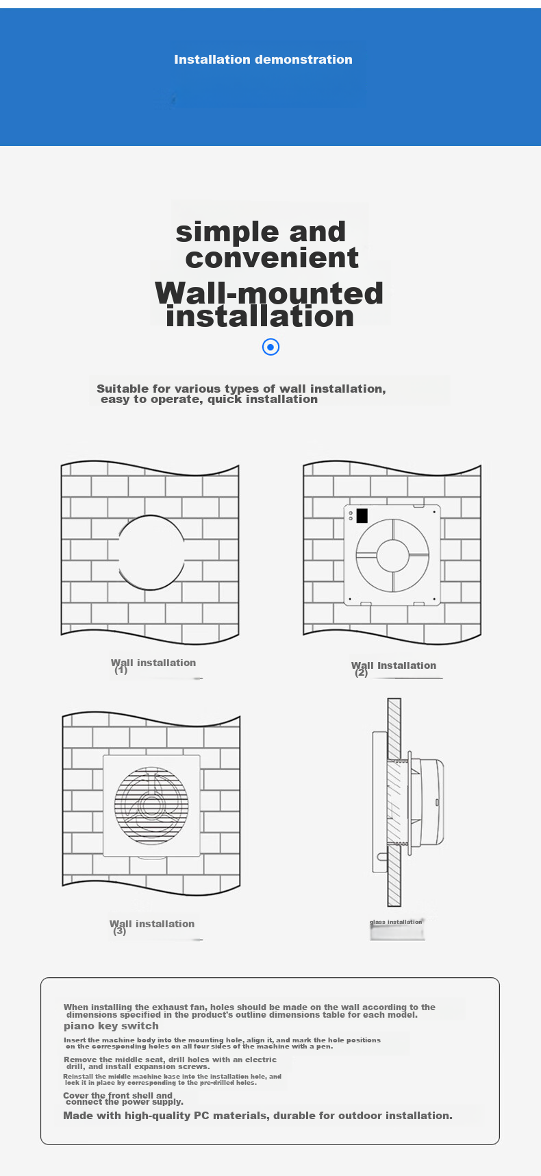 Nedfon APC15-2S Wall-Mounted Exhaust Fan, 6-Inch Round Hole Ventilator, Bathroom Air Exchanger, Window And Wall Kitchen Exhaust Fa 17