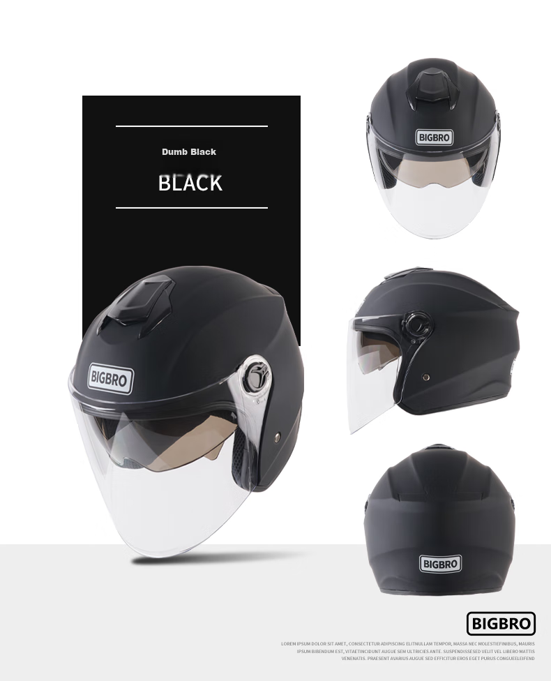 BIGBRO 720 Pink New National Standard 3C Double-Layer Motorcycle Helmet, Winter Warmth for Men And Women, Electric Scooter All-Season Universal Safety Half Helmet 7