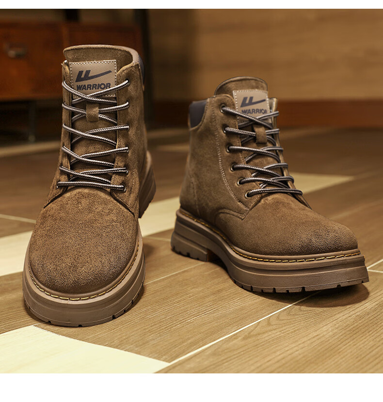 Huili Men's Shoes, Retro Martin Boots, New Style for Autumn And Winter 2025, Versatile Work Boots for Hiking, Khaki, Size 42 24