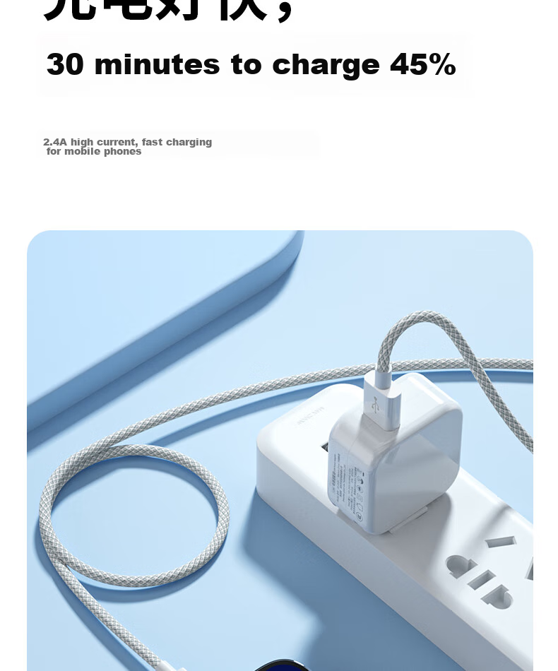 Nengshi Apple Charging Cable, 2.4A Fast Charging Data Cable, Suitable for IPhone 14/13 Pro Max/12/11/X/XR/8/7 Phones And IPad Tablets, Car-Mounted Braided Cable, 1.5 Meters, White 4