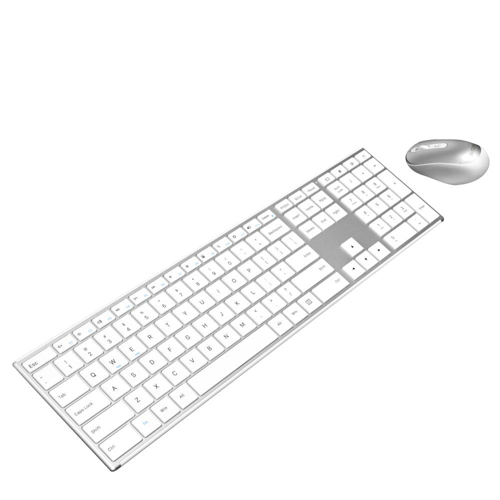 AUSDOM KAM200 Keyboard And Mouse Set, 110 Keys, Quiet, Ultra-Thin, Portable, 2.4G Wireless Keyboard And Mouse Combo, Dual-Mode Scissor Foot, Compatible with Desktop Computers And Laptops, White