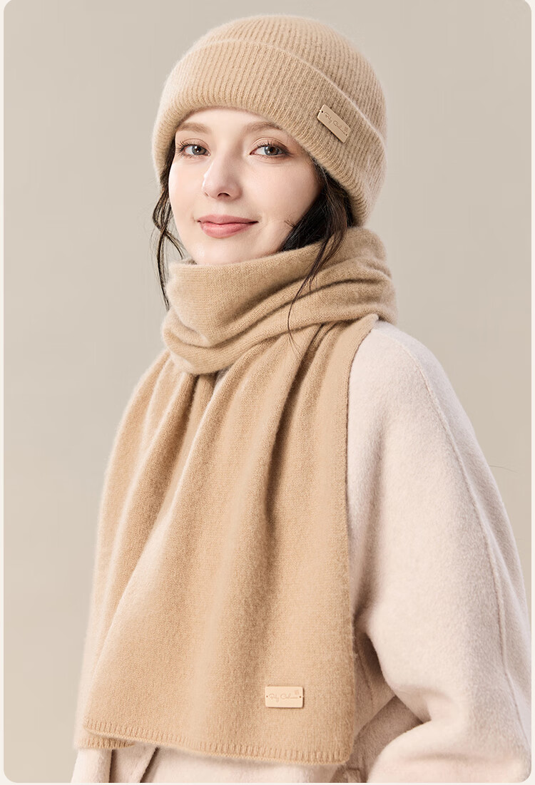 JIUMU 100% Cashmere Warm Knit Hat, Autumn And Winter Knitted Cap, Cold Hat, Winter Hat, Outdoor Ear Protection Cold Cap for Wome 11