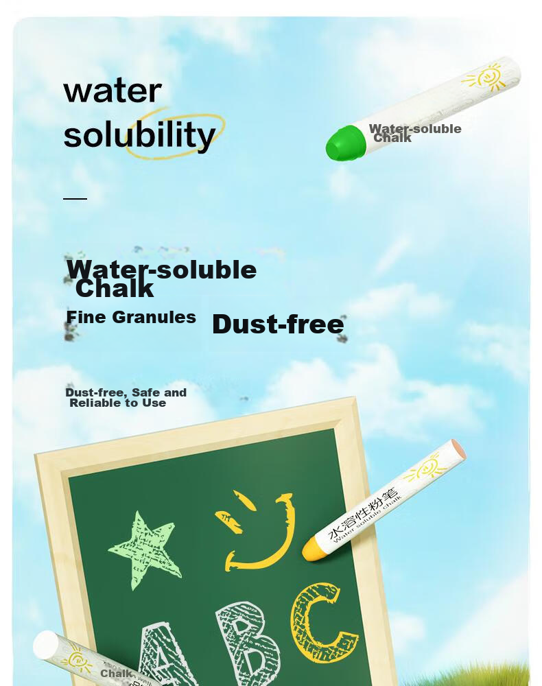 Deli Colored Water-Soluble Chalk, Washable, Dust-Free, Safe for Children's Drawing Board, Blackboard, Specialized for Bulletin Boards, Vibrant Colors, for Teachers, Kindergarten, Home Use, Teaching, Doodling And Drawing, 12 Pieces/box 1
