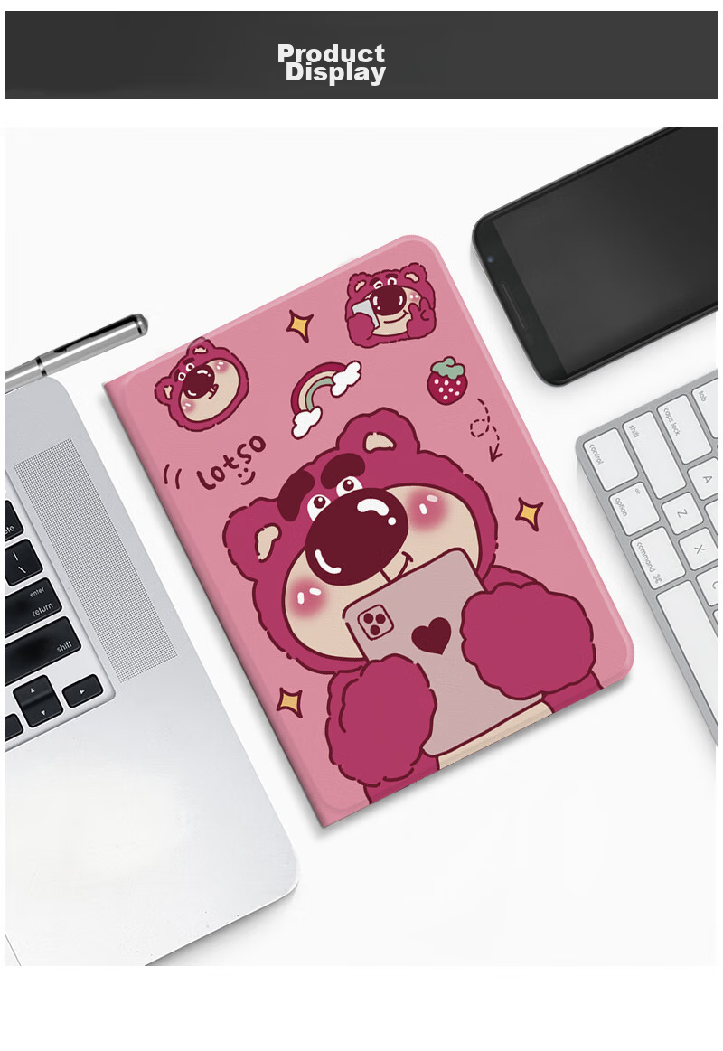 Yingkaida Compatible with Huawei MatePad Air 11.5-Inch, Universal Fit for MatePad 24/23 Models, 11.5-Inch Protective Case, Cartoon Anti-Drop Tablet Cover, Strawberry Bear Design, 2023 Model 16